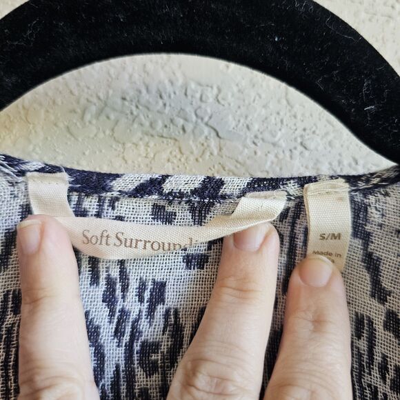 SOFT SURROUNDINGS Emory Cardi SEQUIN FRINGE TOPPER Open Cardigan S/M Blue - Picture 3 of 7